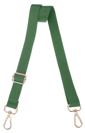 QUARKZMAN Correa Ancha de Hombro Cruz Ajustable de 2.5cm | Verde Color, Ligero Dorado, Hebilla de Núcleo Extraíble, Correa de Repuesto para Bolso de Hombro o Cartera