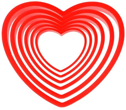 6 Pcs Valentines Day Cookie Cutter with Heart Shaped,Classic Heart Cutter Set - Pastry Mold for Baking and Decorating,Valentine's Day Bakeing Mold Heartfelt for Festive Baking Desser