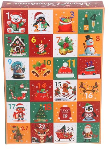 HYTROVE 5 Piezas Cajas de Regalos Navideños Rellenable Cajas de Calendario de Adviento para Dulces Números para Decorar Fiestas de Navidad