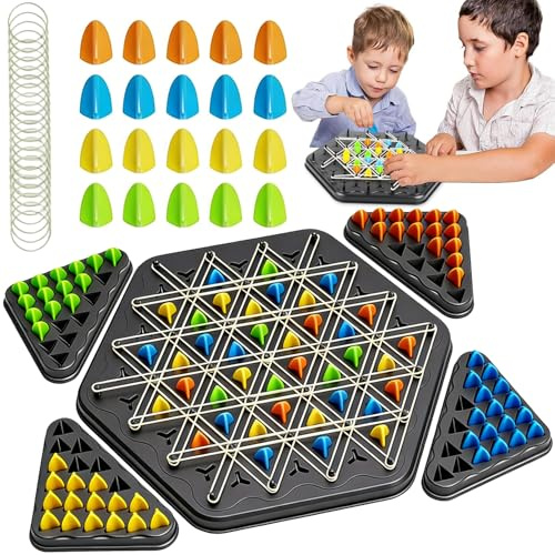 Chain Triangle Chess Game, Rubber Band Triggle Board Game Family Boards Games Rubber Bandgame Triangle Chain Strategy Boardgame Interactive Puzzle Toy for Family Gathering Travel