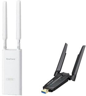 BrosTrend AC1200 Outdoor Access Point Long Range + BrosTrend AXE5400 WiFi 6E USB WiFi Dongle Long Range Bundle