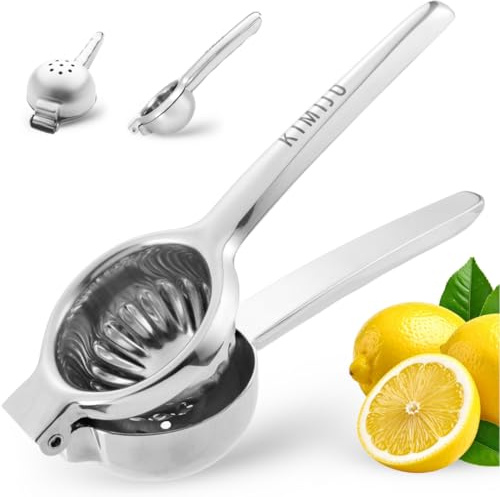 KIMIJO Premium citruspress i rostfritt stål, robust juicepress, handjuicepress, citron, syrabeständig och hållbar, perfekt för citroner och limefrukter