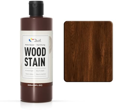 DWIL Wood Stain (Dark Oak) Water Based, Fast Drying, Low Odour, Non-Toxic, Easy Application for Indoor & Outdoor Furniture, Cabinets and Wood Surfaces-250ml