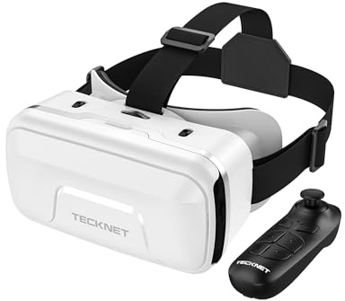 TECKNET VR Headset for Phone with Controller, Virtual Reality Headsets with HD 110°FOV Anti-Blue Light Lenses & Adjustable Gears, 3D VR Headset for Kids Compatible iPhone Samsung Android 4.7-7.2