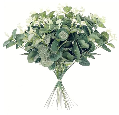 50 Pcs Artificial Eucalyptus Stems, Faux Branches Fake Greenery Leaves