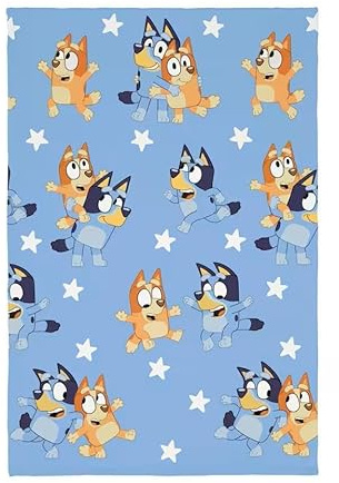 Bluey & Bingo Fleece Blanket for Kids Super Soft Blanket 100 x 150cm Blue