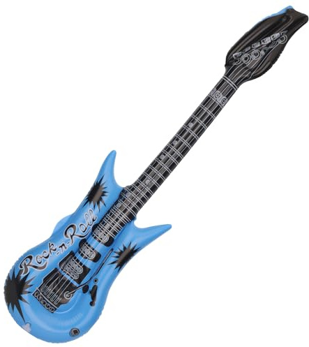 Event Decor Shop 90cm Inflatable Guitar, Blue Music Party Prop, Blow Up Instrument for Birthdays, Photo Booths, Karaoke Nights and Costume Events, 1pc