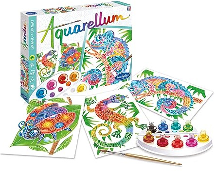 Sentosphere SEN6392 3906392 Aquarellum Malset für Kinder, Motiv Tiere, große Malvorlagen, Bastelset, Kreativ-Set, DIY, 15-teiliges Set