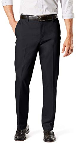 Dockers® Men's Straight Fit Signature Lux Cotton Stretch Khaki Pant - Creased, Black, 34W x 34L