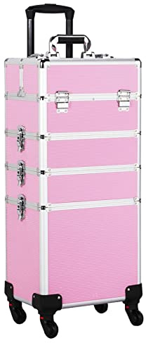Yaheetech Maletín de Maquillaje Profesional con Ruedas 4 en 1