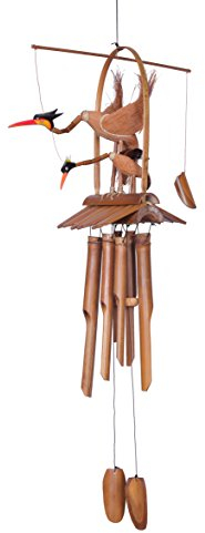 Ca.100cm Riesen Vogel Windspiel Klangspiel Mutter mit Kind Garten Wetterfest Bambus
