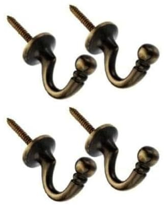 SISI UK® 4 Stück Vorhang-Raffhalter mit U-förmigen Enden, Vorhanghalterungen, robuste Vorhang-Raffhalter, Seilhaken, Tür, Wand, Kleiderbügel, Haken (antikes Messing)