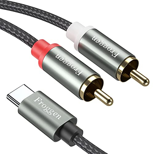 Froggen Type C to 2 x RCA Audio Cable, Type-C Male to 2 RCA Male, USB-C Male to 2 RCA Male Stereo Audio Converter Y Splitter Cable Compatible for Huawei, Laptop, Amplifier etc.