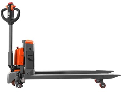 T Tory Carrier Electric Pallet Jack Truck 3300lbs Capacity Lithium Electric Pallet Trucks 48 x27 Forks Li-ion Battery Lift for Narrow Spaces, Easy Battery Replacement-Orange