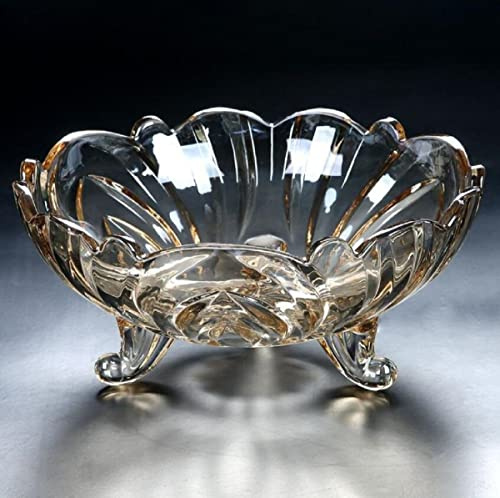 JUNYFFF Corbeille À Fruits en Bol Décoratif, Diamètre 22Cm, Verre en Cristal Coupe De Fruits Ménage Maison Créative Table Basse Pot De Bonbons Salon Moderne Maison Créative,Beige