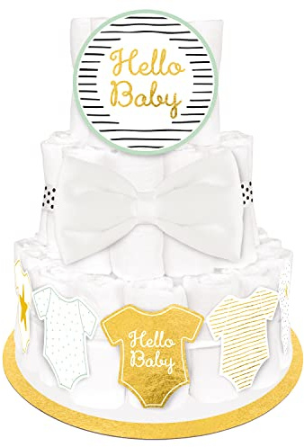 amscan Diaper Cake Decoration Kit Hello Baby 4 Pieces
