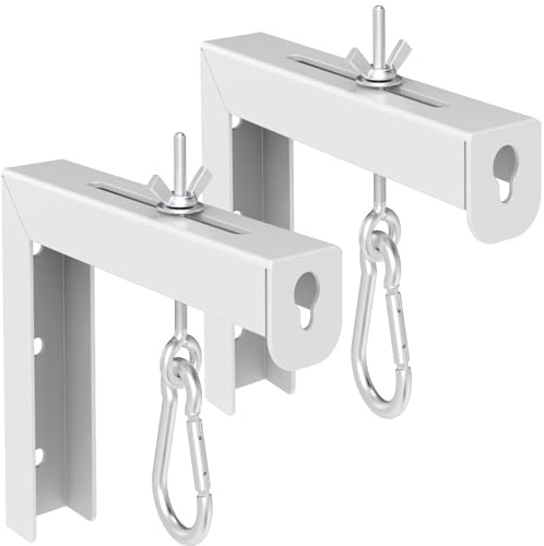 POROHOM Universal Projector Screen L-Bracket Wall Hanging Mount 6 inch Adjustable Extension with Hook Manual, for Wall or Ceiling Mount Home Projector and Movie Screens, 80 Lb Capacity Each(White) | Adjustable Extension with Hook Manual, for Wall or Ceiling Mount Home Projector and Movie Screens, 80 Lb Capacity Each(white)