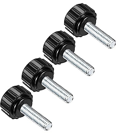 CoCud Gerändelt Klemmen Knöpfe M5 x 20mm Außengewinde 16mm Kopf Thermoset Plastik Daumen Schraube Griff Bolzen Knöpfe Schwarz - (Anwendungen: für Drehmaschine) 4Stk