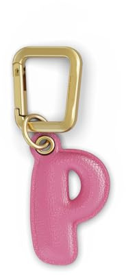 UNTAGS - Charm Buchstabe P - Material mit Ledereffekt - inklusive Goldener Metallschnalle - Rose