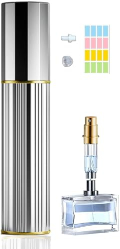 Travelofo Perfume Atomiser Perfume Travel Bottle, 10ML Refillable Perfume Spray Bottle Easy to Refill Empty Atomiser Bottle for Purse, Handbag, Pocket and Luggage (Silver)