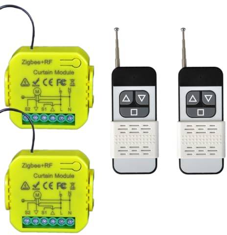 ZigBee Modul für Rollläden, Vorhänge, Jalousien, intelligenter Schalter RF-Fernbedienung 433 MHz, kompatibel mit Alexa Google Home, Steuerung für Rollläden, Relais (2)