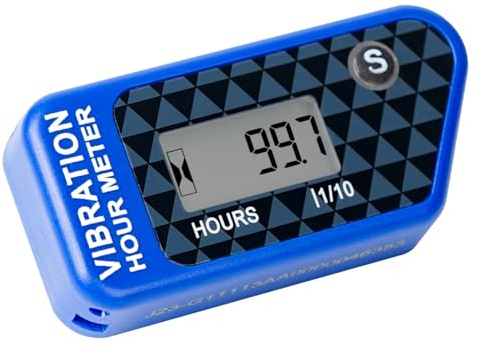 Rileyfine Sans Fil Vibration Compteur Horaire RéInitialisable Minuterie De Maintenance, De L'Utilisateur De L'Utilisateur pour Tondeuse à Gazon TronçOnneuse VéLo Tout-Terrain Moto Marine (bleu)