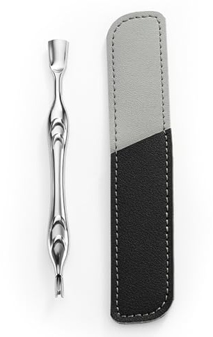 EUZUXU Cuticle Pusher Stainless Steel, 2-in-1 Cuticle Trimmer Nail Care Tool, Professional Cuticle Remover Kit, Manicure and Pedicure Tools