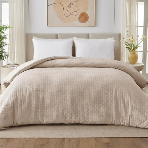 Whale Flotilla Bettdecke in 135x200 cm, Warme und Weiche Ganzjahres Bettdecke, Atmungsaktive Steppdecke für 4 Jahreszeiten, Beige