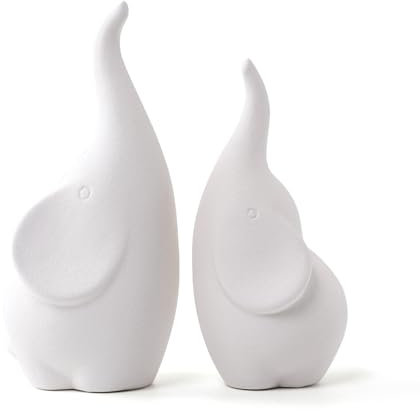 LINYTHER Statuette di elefante in ceramica con baule, coppia di coppie di elefanti amorevoli, scultura africana per la casa, elefanti di San Valentino, regali per donne, soprammobili per matrimoni