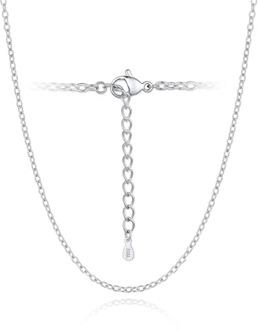 Silvora Cadena Delgada Mujer Apilable Collar Acero Rolo Mujer 41cm 2.5mm