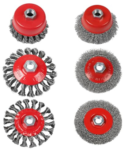 EXLECO 6er Drahtbürste-Set Winkelschleifer 75mm & 100mm M14 | Topfbürste, Stahlbürste, Twist Knot, Kegelbürste, für Flex, vielseitiges Set