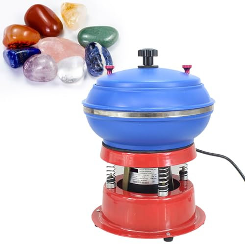 GESAIDES Buratto Vibrante Elettrico Buratto Vibrante per Rocce Buratto per Ciotola Macchina lucidatrice per lucidatura a Vibrazione per Gioielli, lucidatrice Industriale per impieghi Gravosi,3.5L