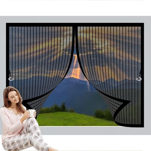 Tenda Zanzariera Finestra 45x75cm, Anti-Zanzare, Anti-Insetti, Rete Ultra-Fine, Installazione Facile, Zanzariera per Finestra Tetto per Porta Balcone, Nero