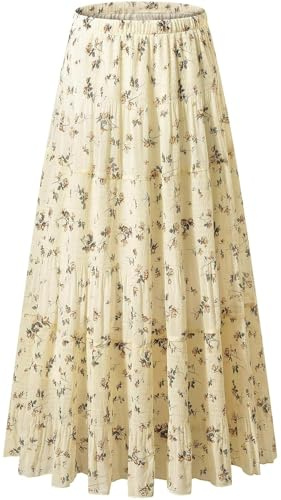 Bascabeen Dam kjolar elastisk hög midja maxi chiffongkjolar för kvinnor med foder sommar vintage lång elegant A-linje strandkjol, gUL, L