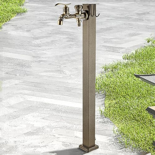Columna Agua para jardín, Columna Agua, Grifo Doble para Exteriores, Soporte Manguera Independiente, Resistente a Las heladas, a Prueba congelación, Montaje Suelo, Grifo Agua para riego