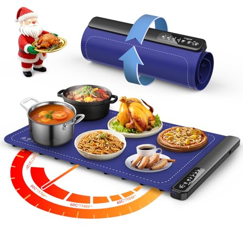Warming Mat for Food,Food Warming Trays with 4 Temperature Levels 8 Seconds Heating Tech,Silicone Electric Warmer for Parties Buffet, for Women