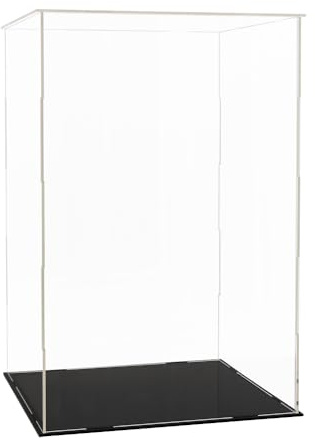 Odoria Vitrine Klare Kasten: 43 cm hohe Ausstellung für 38 cm Puppen-Figuren - Acryl-Glas-Schutz für 40 cm hohe Statue/Trophäen - Transparente Lagerung von Sammlerobjekten, Montage Erforderlich