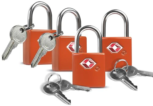 UP Security Cadenas de bagage TSA approuvés 4 pièces, petit cadenas à clé pour valise, sac à dos, fermeture éclair de sac, valise de voyage, petit cadenas TSA approuvé pour bagages, mini casier