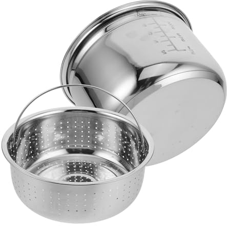 Toyvian Pentola Interna in Acciaio Inox 304 4l Per Cuociriso Elettrico Con Cestello e Separatore Riso-zuppa, Accessorio Multifunzione Per Cucina Sana e Controllo Zuccheri
