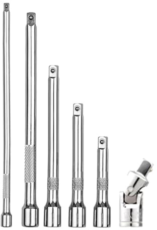 eupdd 6 pièces Jeu de rallonges: Rallonge 1/4 pout Cliquet, 50/75/100/150/250mm, Rallonge Cliquet en acier chrome-vanadium, Compatible avec clés à choc et cliquets