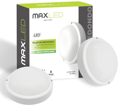 Maxled, Light is Led! 2x 8W LED-Vägglampa Inomhus 720LM LED Väggbelysning för Vägg Eller Tak 4000K Naturvit IP65 Vattentät LED Utomhust Taklampa För Trappor Korridorer Badrum Garage Källare Balkonger