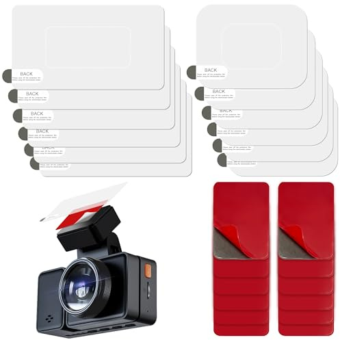 12 Stück Dash Cam Klebepads und Folien – Dashcam Klebepads – Doppelseitige | Dashcam Klebepads mit Antistatischer Dashcam Folie Scheibe für Auto Windschutzscheibe – Doppelseitige Klebepad für Sichere