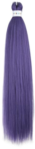 Nvzi 6 ciocche di capelli sintetici lisci da 66 cm, resistenti al calore, impostazione con acqua calda per trecce all'uncinetto, viola-51