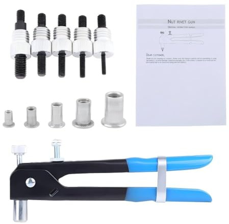 KANASI Kit de tuercas remachadoras, inserciones roscadas M3 a M8 con remachadora para fijación de metal, madera y plástico por aficionados y profesionales del bricolaje