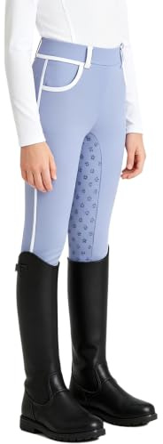 Ridbyxor, barn, flickor, helsits, leggings, hästträning, träningsbyxor | Hög midja, avslappnat, trailridning, motion, ridlektioner, silikon, hudvänlig, andas, fitness, sportkläder