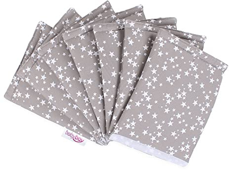 babybay Nestchen Ultrafresh Piqué passend für Modell Maxi, Boxspring, Comfort, Mini und Midi, taupe Sterne weiß