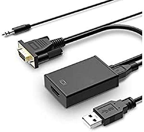 VGA auf HDMI Adapter mit Audio und 15 cm Kabel in schwarz