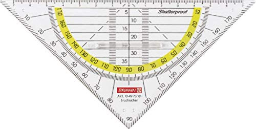 Brunnen 104975701 Geometrie-Dreieck/Geodreieck (für Schule und Büro 16 cm, mit Griff, bruchsicher, glasklar) (5er Pack)
