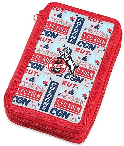 1. FC Köln Federmappe gefüllt - Cologne - Schuletui Federtasche Doppeletui - Plus Lesezeichen I Love Köln