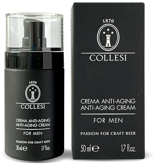 Collesi Crema Antietà Uomo 50 Ml - Rassoda e rimpolpa la pelle - Minimizza le rughe - Acido Ialuronico - Arricchita con birra artigianale - Adatta a tutti i tipi di pelle - Made in Italy